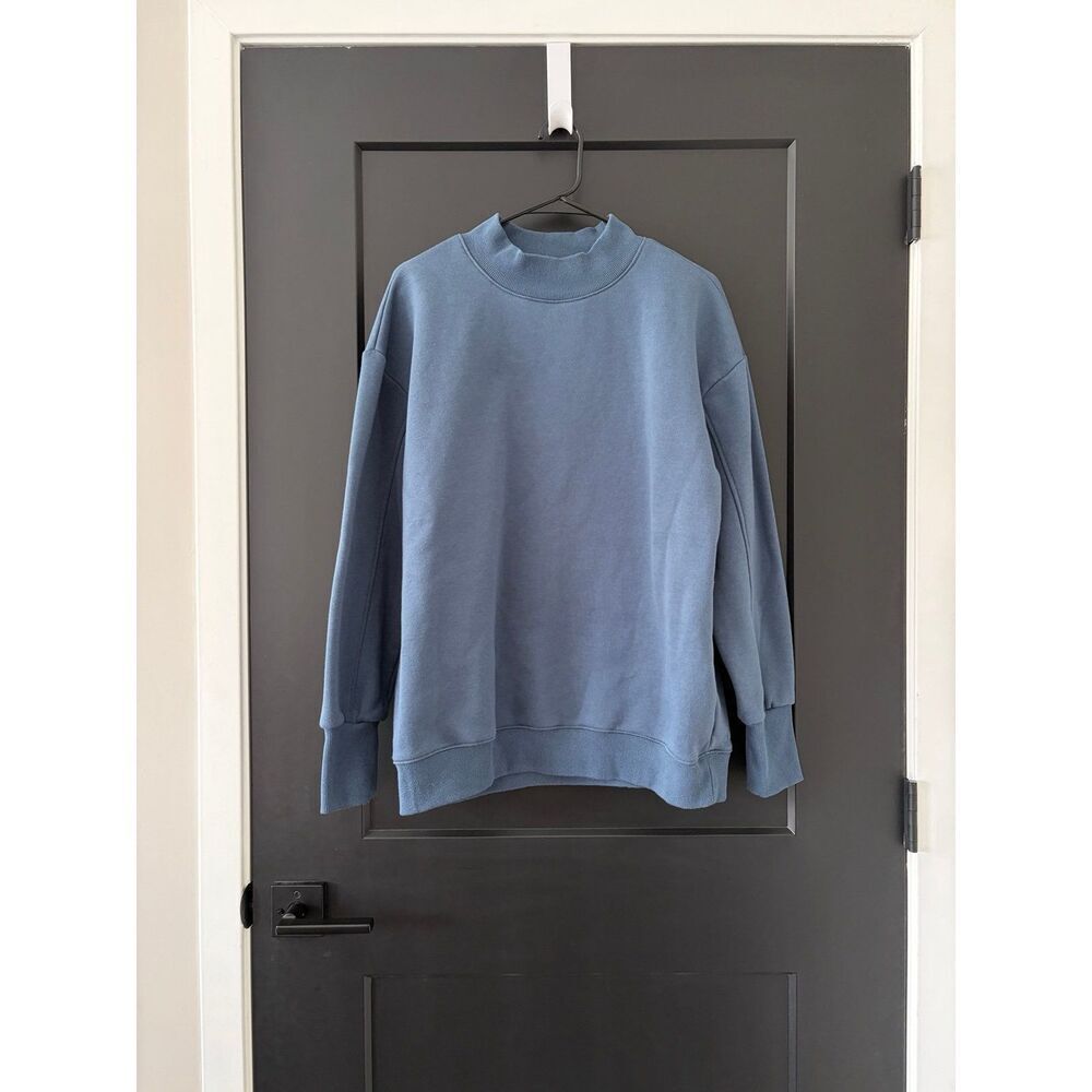ACTA Essential Crew Blue Oversized Sweatshirt Mock Neck Size Medium